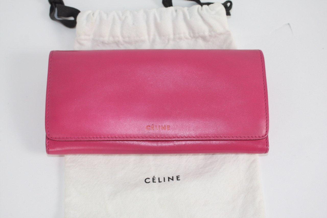CELINE Long wallet (with coin pocket) logo Leather