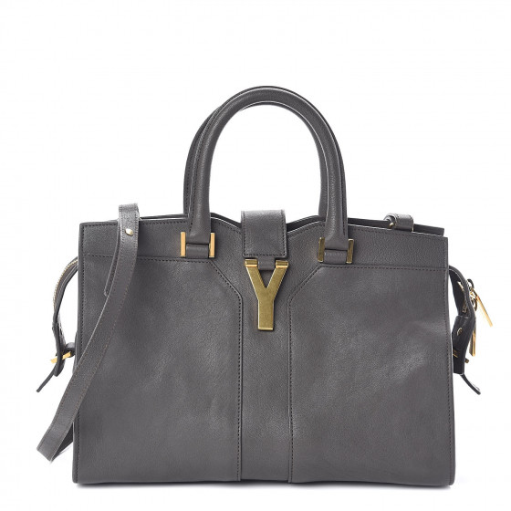 Gray YSL Saint Laurent Cabas Leather Tote - J'adore Fashion Boutique