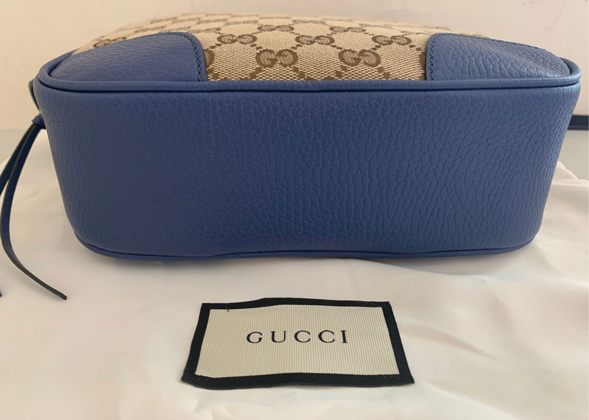Gucci GG Supreme Bree Camera Crossbody Bag in Caspian Blue NEW