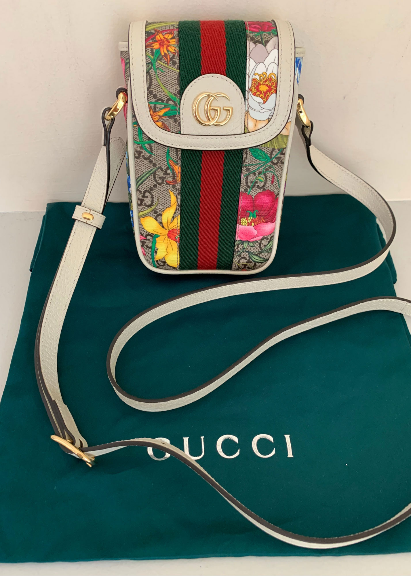 Gucci GG Supreme Ophidia Floral Crossbody Bag NEW